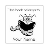 ブックワームブックプレートデザイン木製スタンプ ラバースタンプ (インプリント)