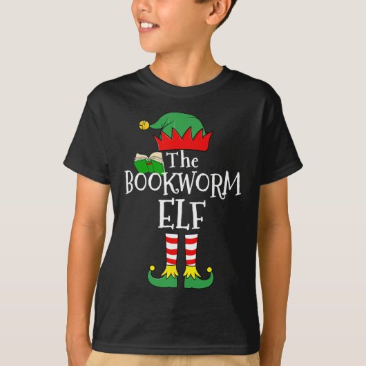 ブックワーム小妖精や小人マッチングファミリーグループクリスマスパーティー Tシャツ (正面)