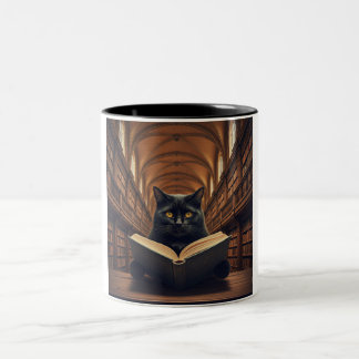 ブックワーム猫コーヒーマグ ツートーンマグカップ