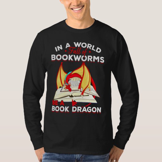 ブックワーム神話読的な生き物の書龍 Tシャツ (正面)