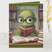 ブックワーム誕生日カード カード (黄色い花)