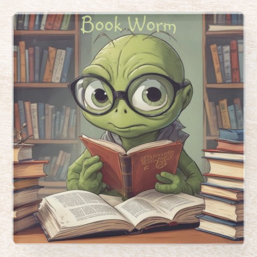 ブックワーム ガラスコースター (正面)