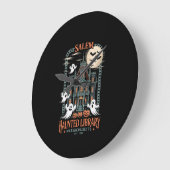 ブックワーム・ハロウィンTシャツ 幽霊図書館 ラージ壁時計 (傾斜)