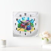 ブックワ読ゴンアート角壁時計 スクエア壁時計 (ホーム)