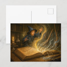 ブック付き若いウィザードファンタジーイラストレーション シーズンポストカード
