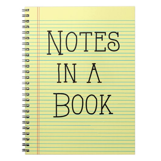 ブック内のメモ、黄色のリーガルパッド、スパイラルノートブック ノートブック (正面)