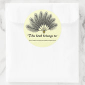 ブック名プレートステッカー(ファンタジー羽毛マスク) ラウンドシール (バッグ)