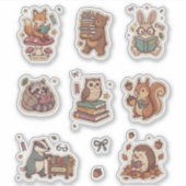 ブック好きな森の動物ステッカーシート シール (正面)