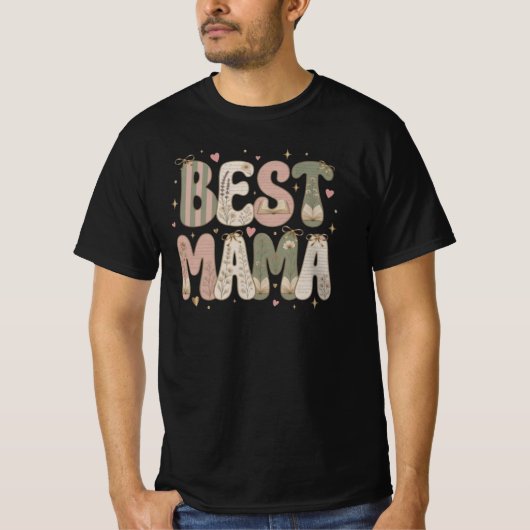 ブック好きママのためのフローラルデザイン Tシャツ (正面)