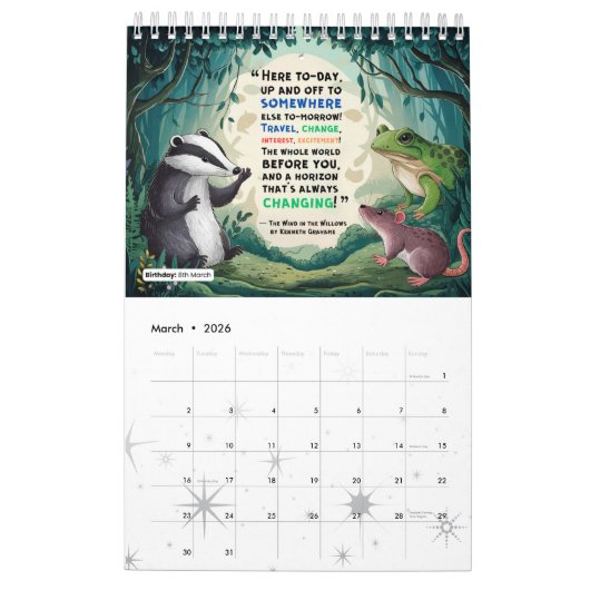 ブック引用文カレンダー |カレン感動的ダー カレンダー (3月 2026)