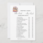 ブック彼は彼女が言ったブライダルシャワーゲームカード 案内状 (正面)