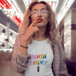 ブック恋人カラフルレトロタイポグラフィトレンディー Tシャツ