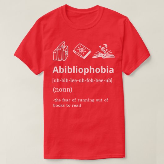 ブック恋人トップスabibliophobia定義リーダーTe Tシャツ (デザイン正面)