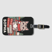 ブック愛好家の猫好き ラゲッジタグ (正面横)