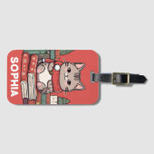 ブック愛好家の猫好き ラゲッジタグ (正面横)