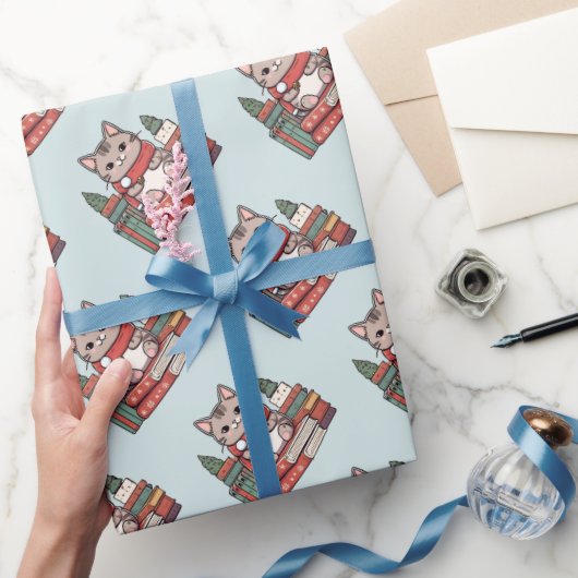 ブック愛好家の猫好き ラッピングペーパー (ギフト)