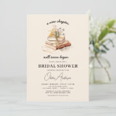 ブック新しいチャプター開始ワイルドフラワーブライダルシャワー 招待状 (スタンド正面)