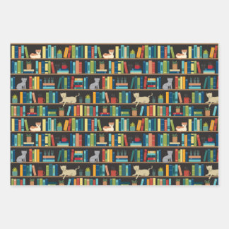 ブック猫好き読ズリブラリアン作家書店 ラッピングペーパーシート