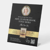 ブック署名イベント作家写真QRコードフェイク金ゴールド 台座サイン (正面)