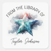 ブック蔵書票星空の星空の星 スクエアシール (正面)