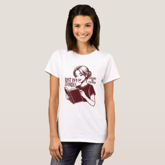 ブック＆コーヒー好きの女性のためのTシャツ - 心地よい読書タイム Tシャツ