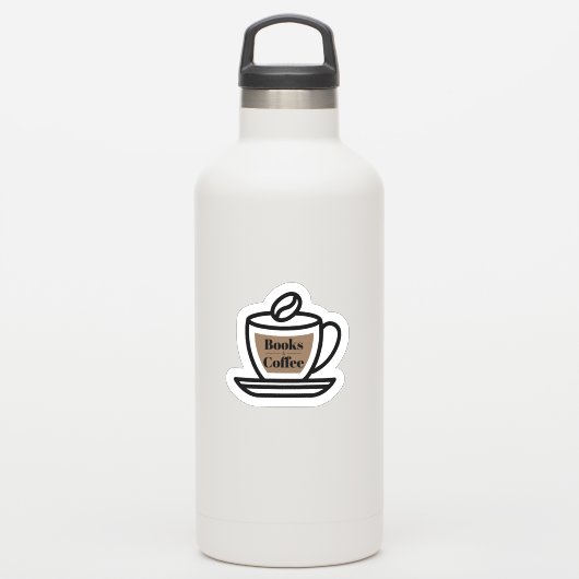 ブック&コーヒー概要ステッカー シール (ウォーターボトル)