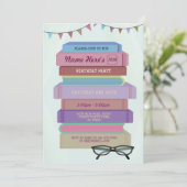 ブック バースデー ライブラリー 招待状 読書 ピンクの本 (スタンド正面)