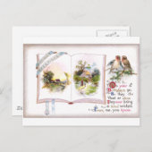 ブック&バードヴィンテージ誕生日カード ポストカード (正面/裏面)