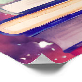 ブック&ピンクフラワーウォーター色スクリプトカスタム引用文 ポスター (角)