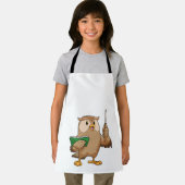 ブック&ポインタで先生としてのフクロウ エプロン (インサイチュ)
