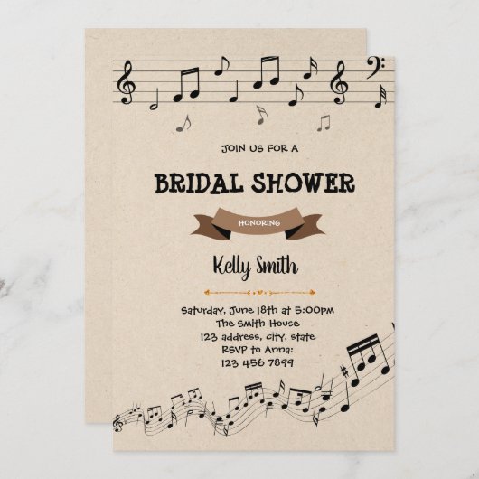 ブック&ミュージックシャワーパーティーのご招待 招待状 (正面/裏面)