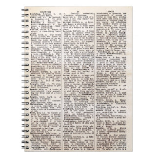 ブック·ラバーズのヴィンテージ·ディクショナリ·ページ·ノート ノートブック