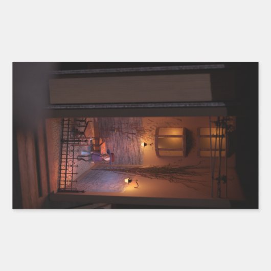 ブックnook diorama – 行ったショッピング 長方形シール (正面)