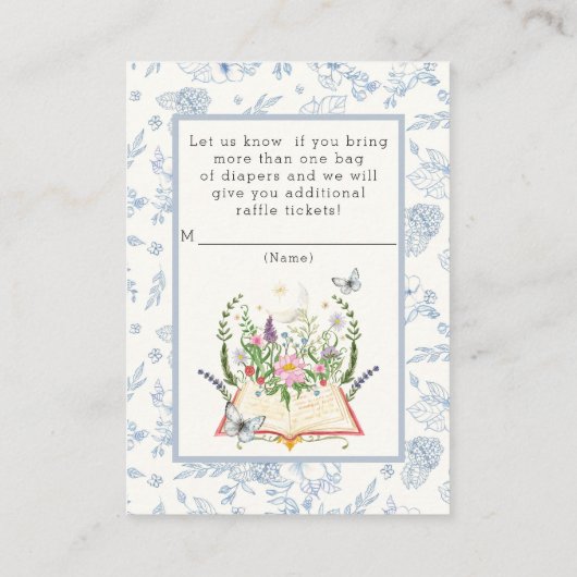 ブックwムーンバタフライフローラおむつラッフルチケット エンクロージャーカード (裏面)