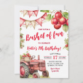 ブッシェルおもしろいアップル子供の誕生日 招待状 (正面)