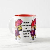 ブッシェルお母さんおよびコツコツつつく音のマグ ツートーンマグカップ (正面左)