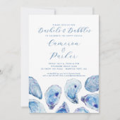 ブッシェルと泡オイスターブルーの水色 招待状 (正面)
