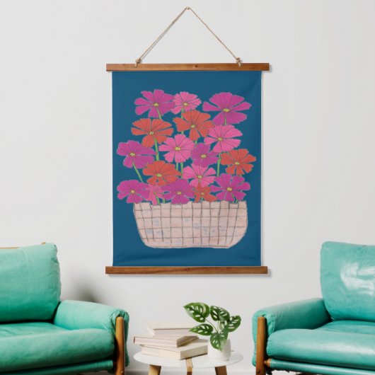 ブッシェル・オブ・ブライト・コスモス 吊り下げ型タペストリー (リビング)