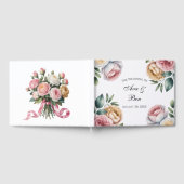 ブッシュとアイボリーのバラの花輪の結婚式 ゲストブック (全面)