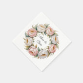 ブッシュとアイボリーのバラの花輪の結婚式 スタンダードカクテルナプキン (角)