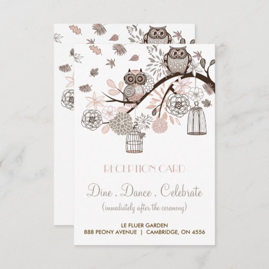 ブッシュとグレイ オウルの結婚式の招待状カード エンクロージャーカード (正面/裏面)