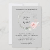 ブッシュとグレーの結婚式招待状 - ローズの花輪 招待状 (正面)