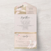 ブッシュとゴールドのパンパスグラス ウェディング オールインワン招待状 (内側)