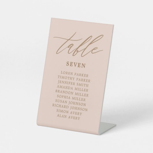 ブッシュとゴールドの結婚式席次表 テーブル番号 台座サイン (正面)