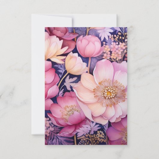 ブッシュとゴールドの花の結婚式 出欠カード (裏面)