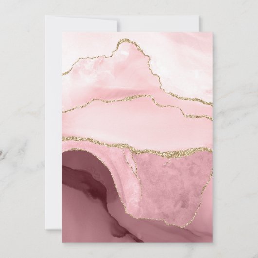 ブッシュとゴールドアゲートの縮小された結婚式のゲストリスト 案内状 (裏面)