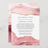 ブッシュとゴールドアゲートの縮小された結婚式のゲストリスト 案内状 (正面/裏面)