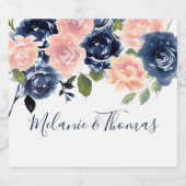 ブッシュとネイビーの花のウェディングエンゲージメントパーティー ビールラベル (シングルラベル)