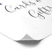 ブッシュとネイビーの花の白いカードとギフトのサイン ポスター (角)