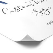 ブッシュとネイビーの花 | 白のカスタムテキストサイン ポスター (角)